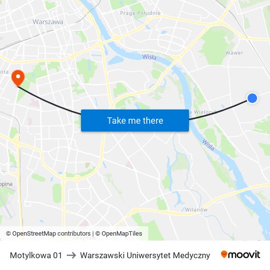 Motylkowa to Warszawski Uniwersytet Medyczny map