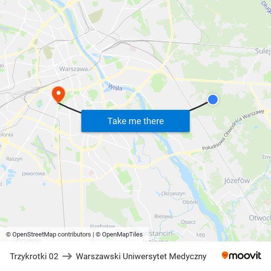 Trzykrotki 02 to Warszawski Uniwersytet Medyczny map