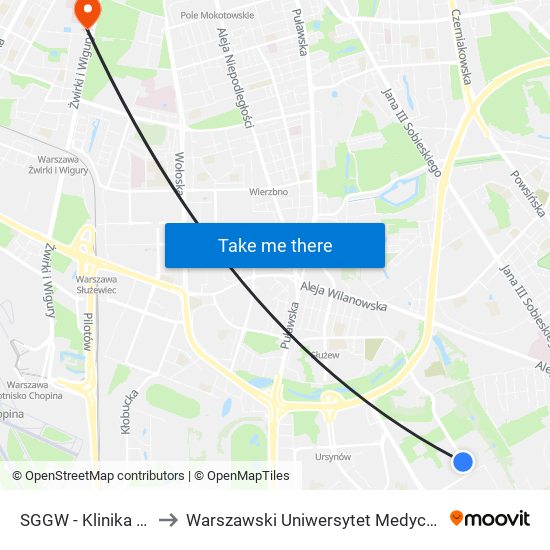 SGGW - Klinika 01 to Warszawski Uniwersytet Medyczny map