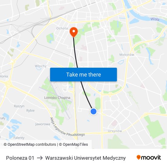 Poloneza to Warszawski Uniwersytet Medyczny map