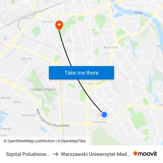 Szpital Południowy 03 to Warszawski Uniwersytet Medyczny map