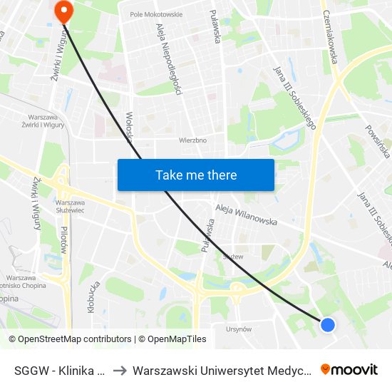 SGGW - Klinika 02 to Warszawski Uniwersytet Medyczny map