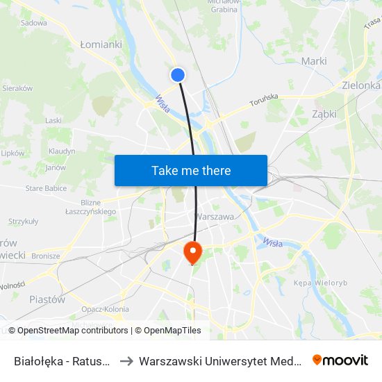 Białołęka - Ratusz 03 to Warszawski Uniwersytet Medyczny map