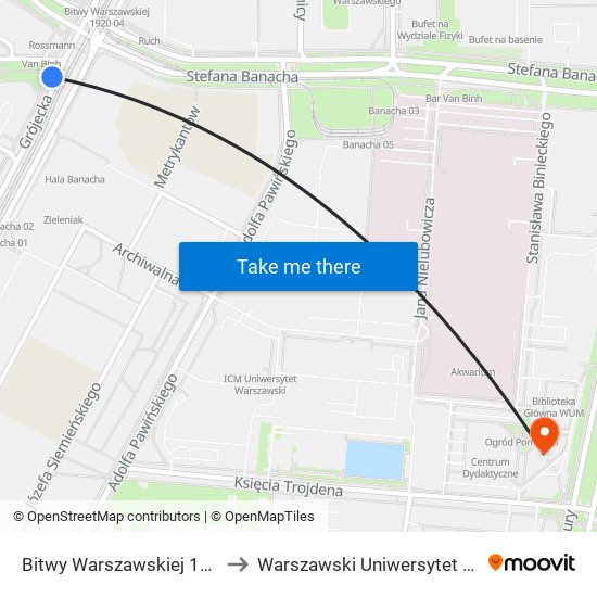 Bitwy Warszawskiej 1920 R. 02 to Warszawski Uniwersytet Medyczny map