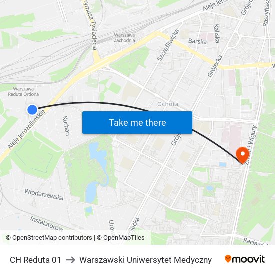CH Reduta 01 to Warszawski Uniwersytet Medyczny map