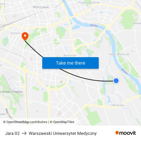 Jara 02 to Warszawski Uniwersytet Medyczny map