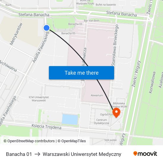 Banacha 01 to Warszawski Uniwersytet Medyczny map