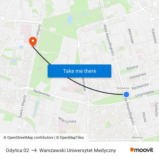 Odyńca to Warszawski Uniwersytet Medyczny map