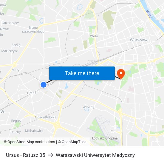 Ursus - Ratusz 05 to Warszawski Uniwersytet Medyczny map