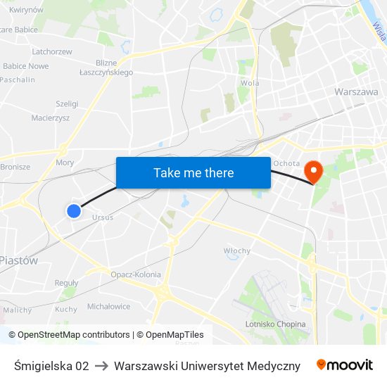 Śmigielska 02 to Warszawski Uniwersytet Medyczny map