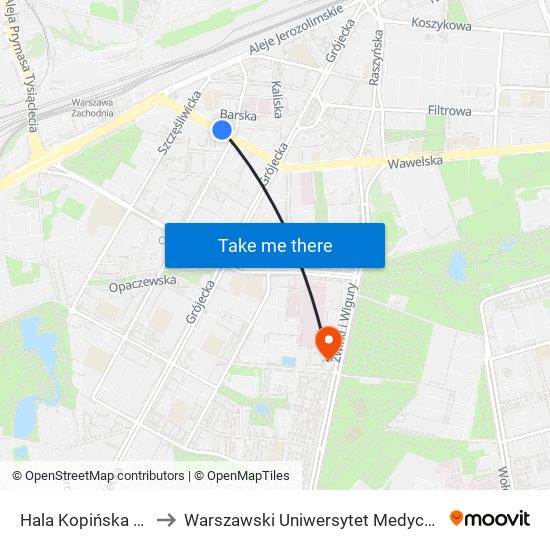 Hala Kopińska 02 to Warszawski Uniwersytet Medyczny map