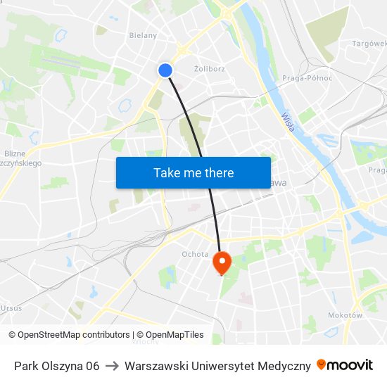 Park Olszyna 06 to Warszawski Uniwersytet Medyczny map