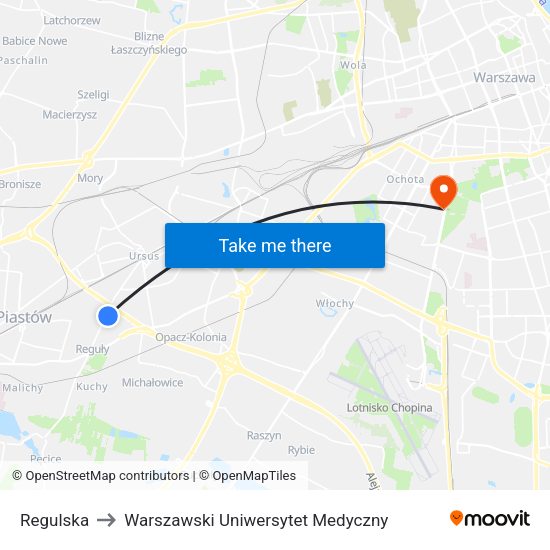 Regulska to Warszawski Uniwersytet Medyczny map