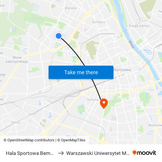 Hala Sportowa Bemowo to Warszawski Uniwersytet Medyczny map