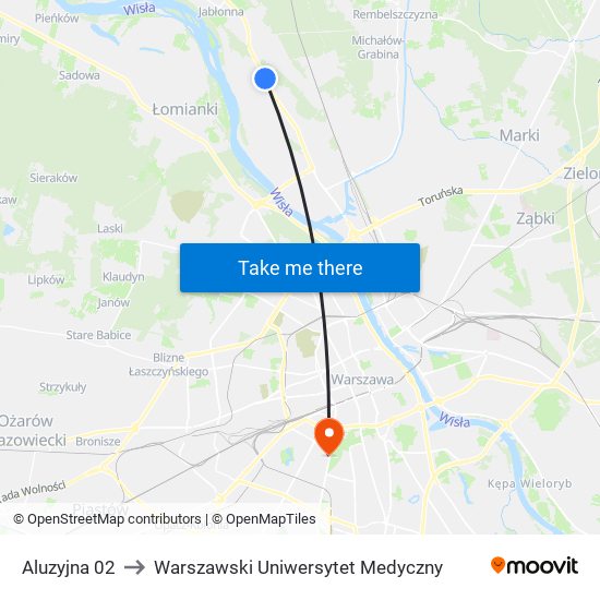 Aluzyjna to Warszawski Uniwersytet Medyczny map