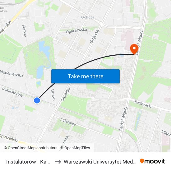 Instalatorów-Kam to Warszawski Uniwersytet Medyczny map