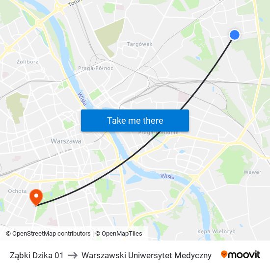 Ząbki Dzika 01 to Warszawski Uniwersytet Medyczny map