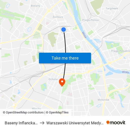 Baseny Inflancka to Warszawski Uniwersytet Medyczny map