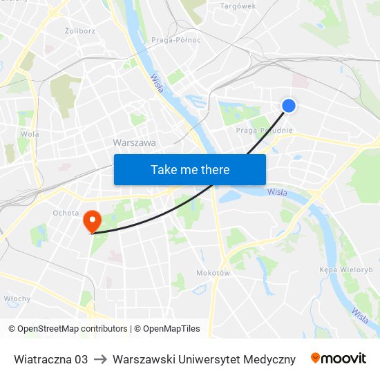 Wiatraczna to Warszawski Uniwersytet Medyczny map