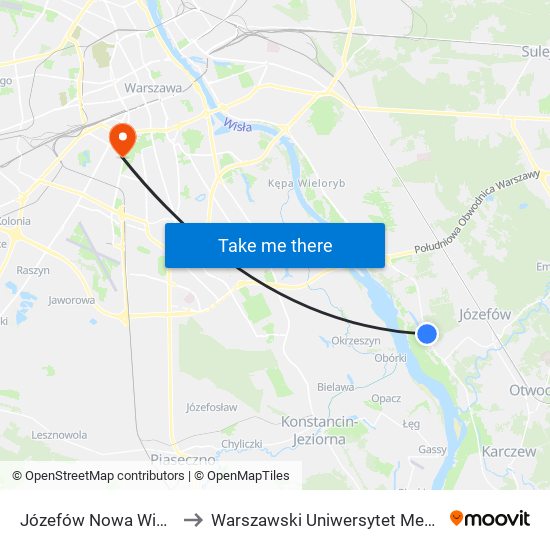 Józefów Nowa Wieś to Warszawski Uniwersytet Medyczny map