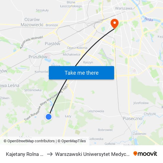 Kajetany Rolna to Warszawski Uniwersytet Medyczny map