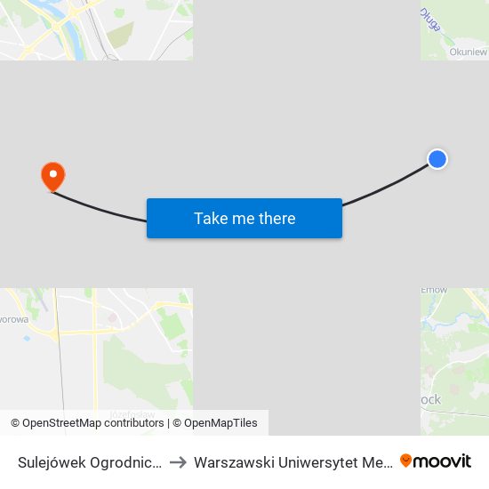 Sulejówek Ogrodnicza to Warszawski Uniwersytet Medyczny map