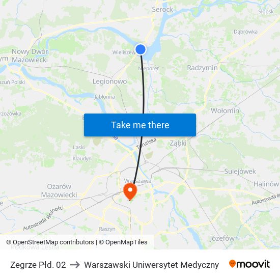 Zegrze Płd. 02 to Warszawski Uniwersytet Medyczny map