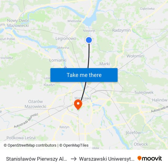 Stanisławów Pierwszy Aleksandrów 01 to Warszawski Uniwersytet Medyczny map