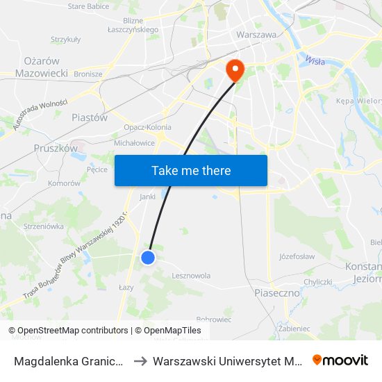 Magdalenka Graniczna to Warszawski Uniwersytet Medyczny map