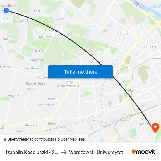 Izabelin Kościuszki-Szkoła to Warszawski Uniwersytet Medyczny map