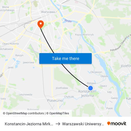 Konstancin-Jeziorna Mirków-Szkoła to Warszawski Uniwersytet Medyczny map