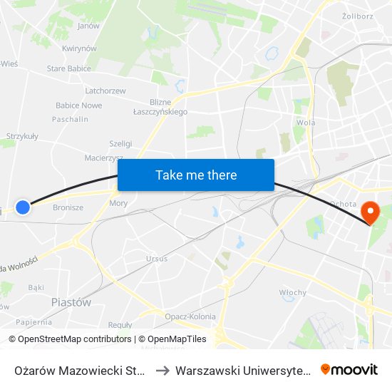 Ożarów Mazowiecki Starostwo 01 to Warszawski Uniwersytet Medyczny map