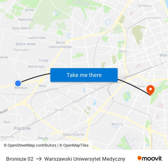 Bronisze 02 to Warszawski Uniwersytet Medyczny map