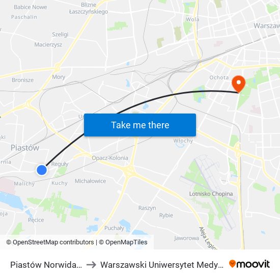 Piastów Norwida to Warszawski Uniwersytet Medyczny map