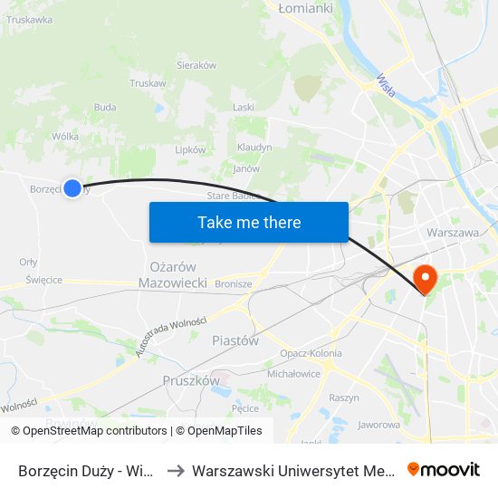 Borzęcin Duży - Wieś 02 to Warszawski Uniwersytet Medyczny map