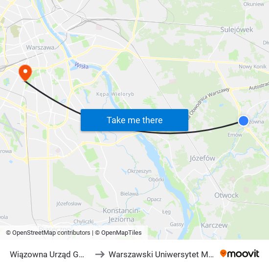 Wiązowna Urząd Gminy 02 to Warszawski Uniwersytet Medyczny map