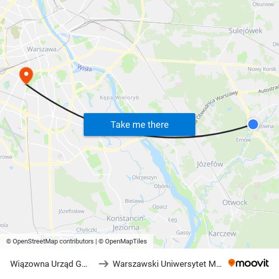 Wiązowna Urząd Gminy 01 to Warszawski Uniwersytet Medyczny map