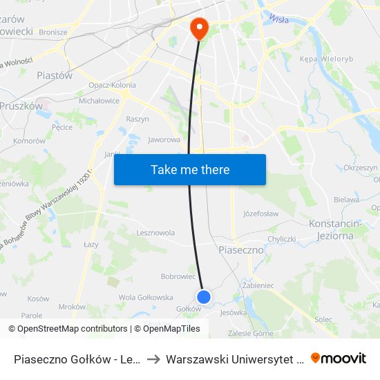 Piaseczno Gołków-Letnisko to Warszawski Uniwersytet Medyczny map