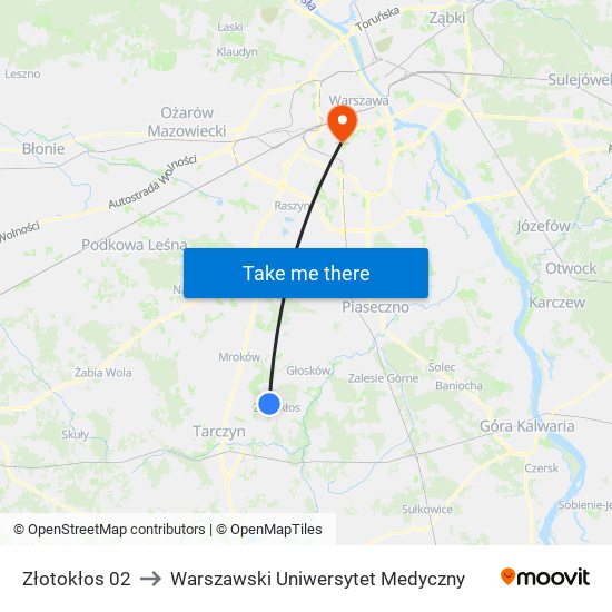 Złotokłos to Warszawski Uniwersytet Medyczny map