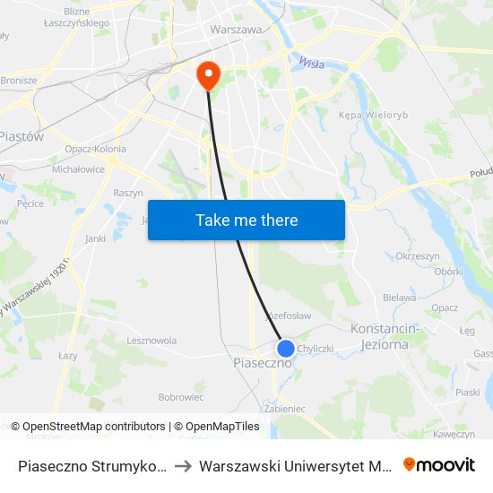 Piaseczno Strumykowa 01 to Warszawski Uniwersytet Medyczny map