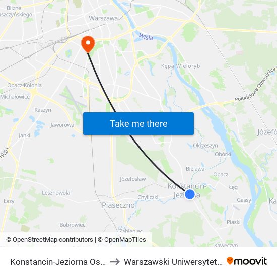 Konstancin-Jeziorna Os. Grapa 01 to Warszawski Uniwersytet Medyczny map