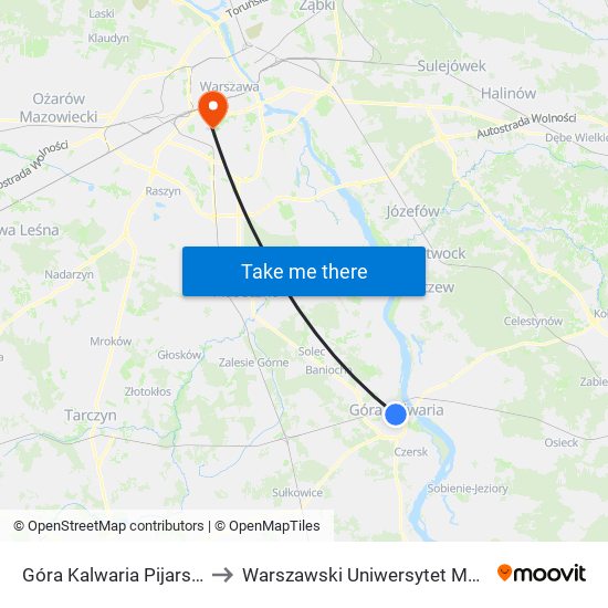 Góra Kalwaria Pijarska 02 to Warszawski Uniwersytet Medyczny map