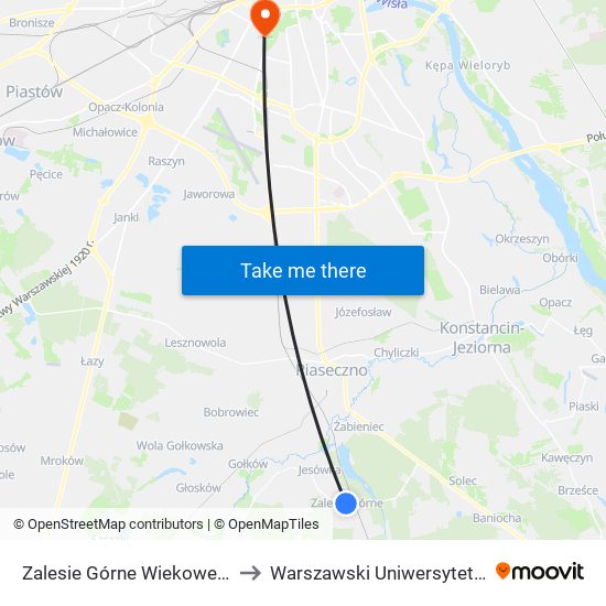 Zalesie Górne Wiekowej Sosny 01 to Warszawski Uniwersytet Medyczny map