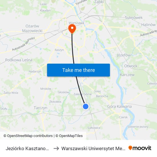 Jeziórko Kasztanowa to Warszawski Uniwersytet Medyczny map