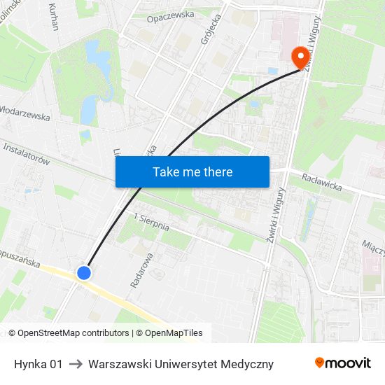 Hynka 01 to Warszawski Uniwersytet Medyczny map