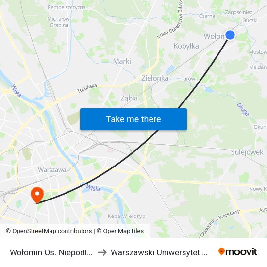 Wołomin Os. Niepodległości to Warszawski Uniwersytet Medyczny map