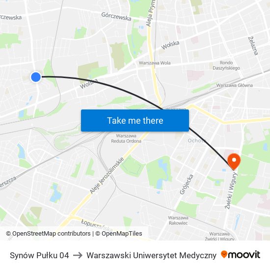 Synów Pułku 04 to Warszawski Uniwersytet Medyczny map