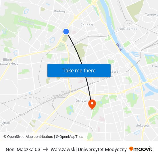 Gen. Maczka to Warszawski Uniwersytet Medyczny map