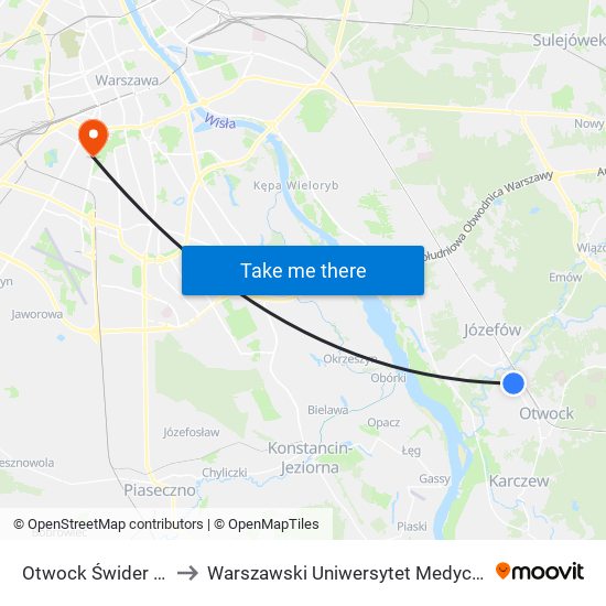 Otwock Świder 01 to Warszawski Uniwersytet Medyczny map