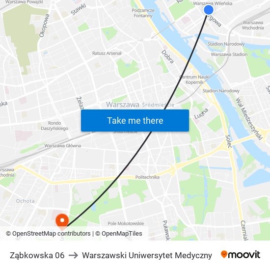 Ząbkowska to Warszawski Uniwersytet Medyczny map